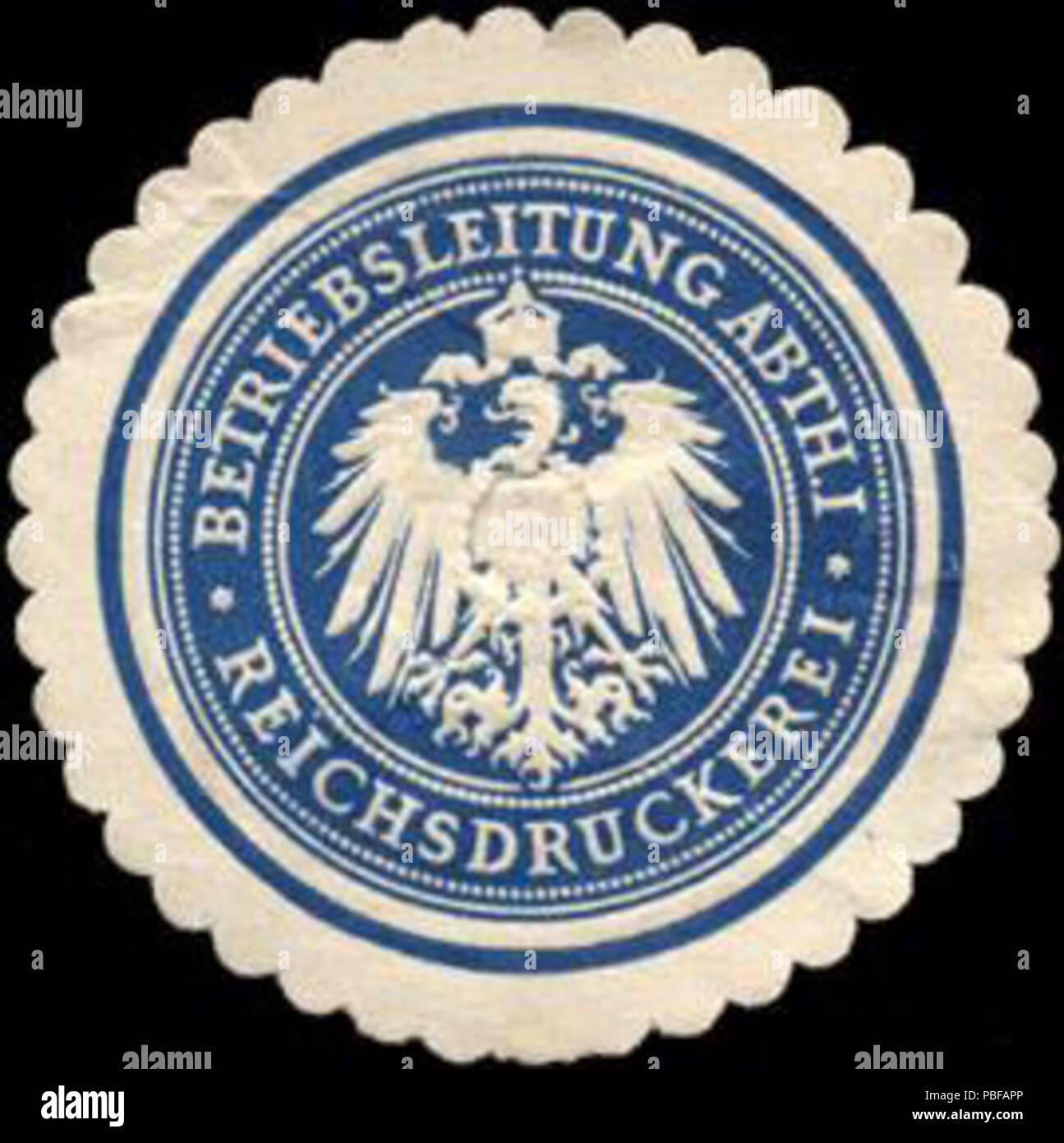 1501 Siegelmarke Reichsdruckerei - Betriebsleitung Abtheilung I W0210008 Foto Stock