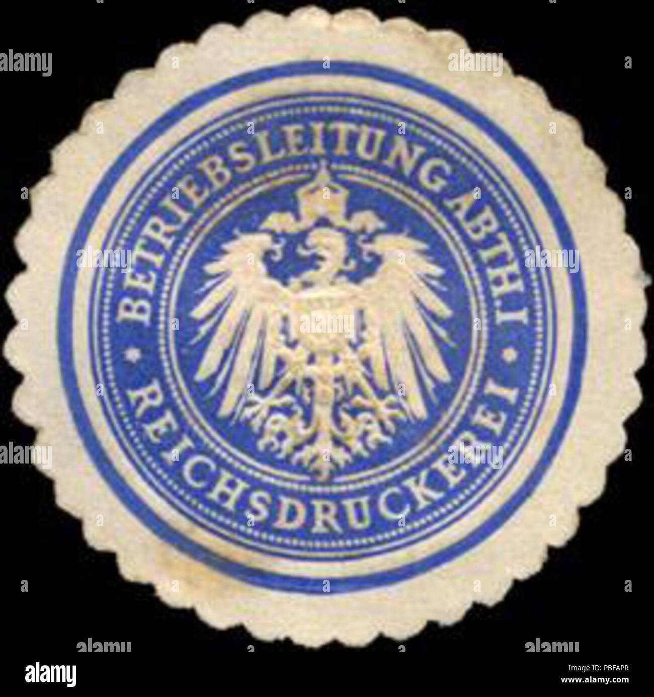 1501 Siegelmarke Reichsdruckerei - Betriebsleitung Abtheilung I W0220855 Foto Stock