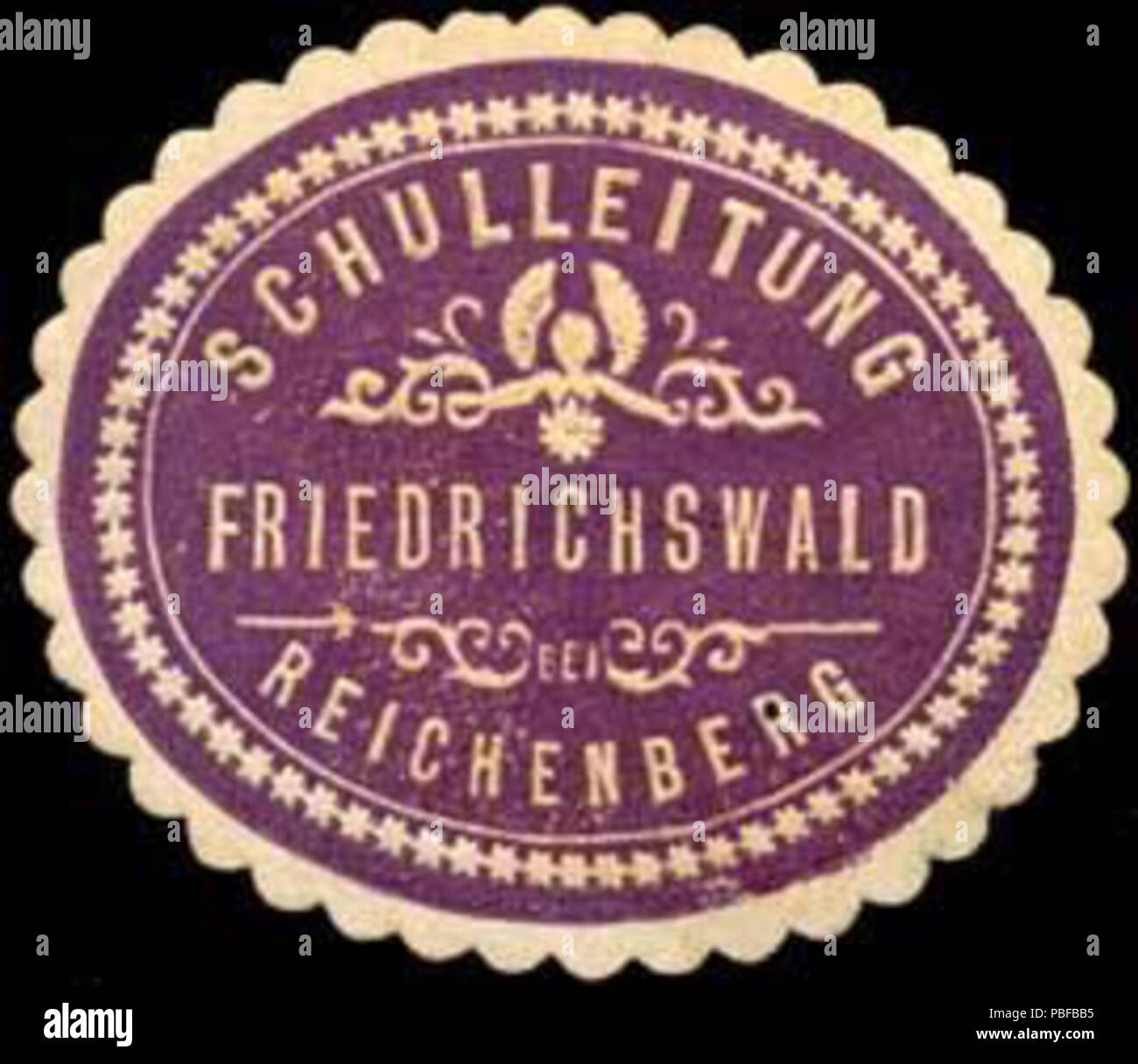 1504 Siegelmarke Schulleitung Friedrichswald bei Reichenberg W0308997 Foto Stock