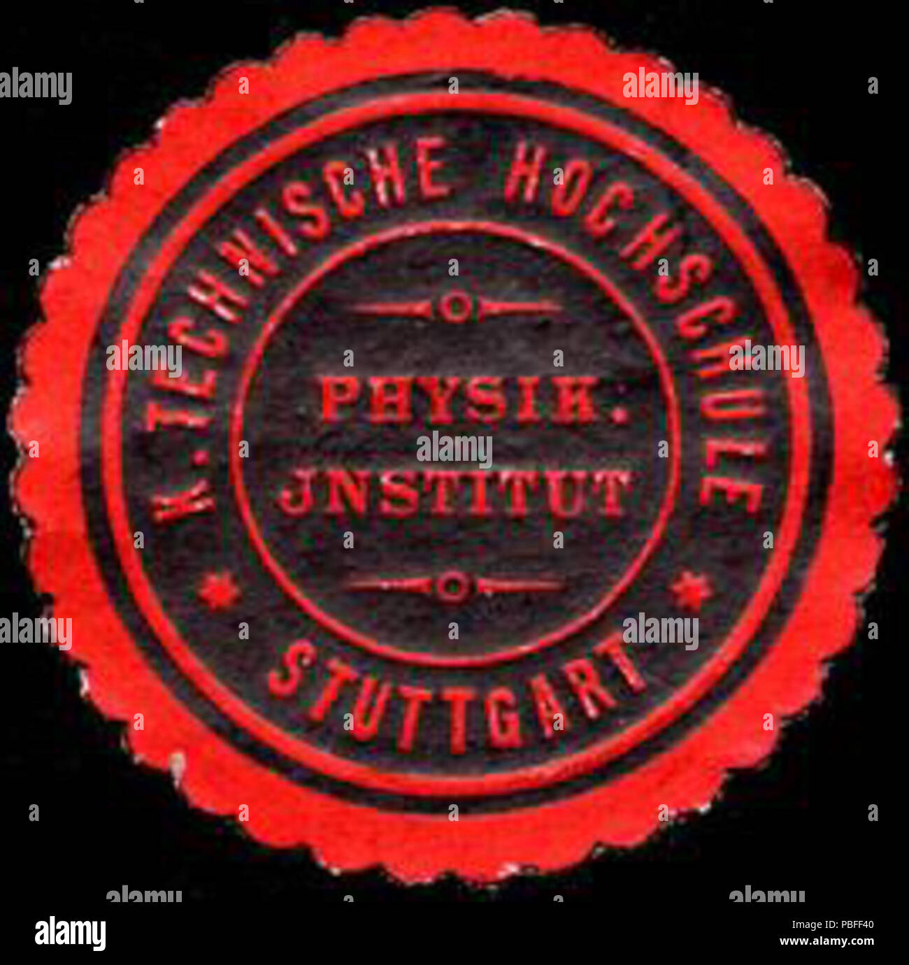 1495 Siegelmarke Physikalische Institut - Technische Hochschule - Stoccarda W0225207 Foto Stock