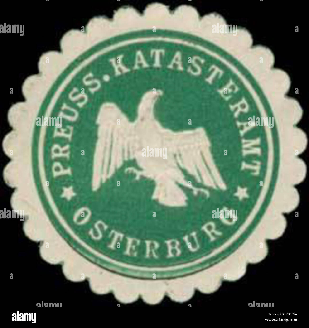 1496 Siegelmarke Pr. Katasteramt Osterburg W0383969 Foto Stock