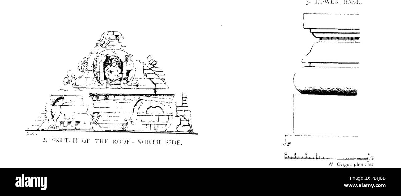 1543 schizzo di tetto e base inferiore, tempio del GOP, Gujarat, India Foto Stock