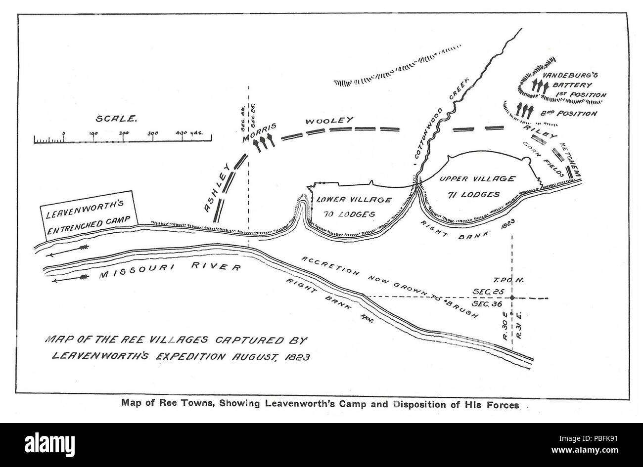 1612 La guerra Arikara, 1823 Foto Stock
