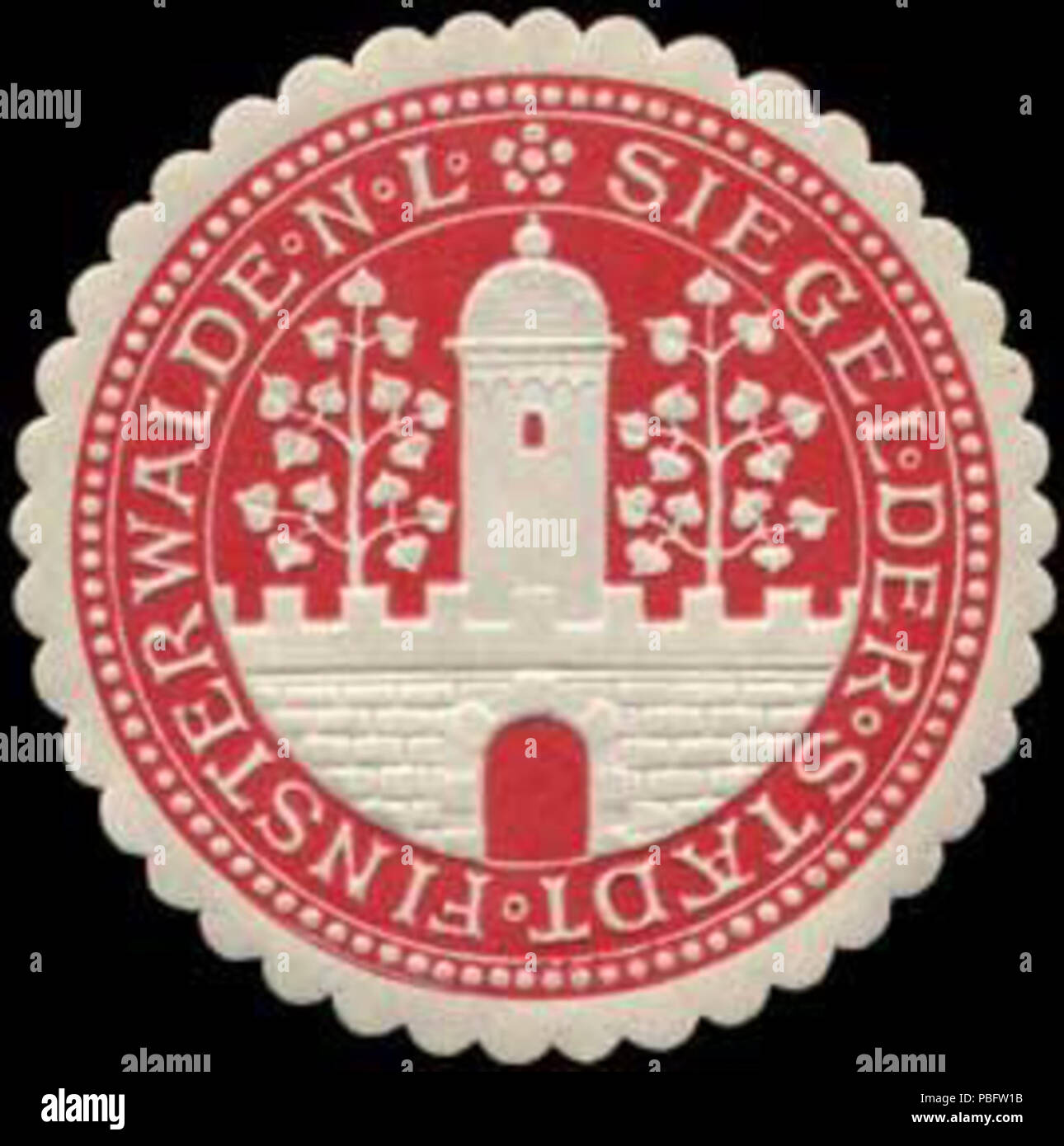 1507 Siegelmarke Siegel der Stadt Finsterwalde-Niederlausitz W0314661 Foto Stock