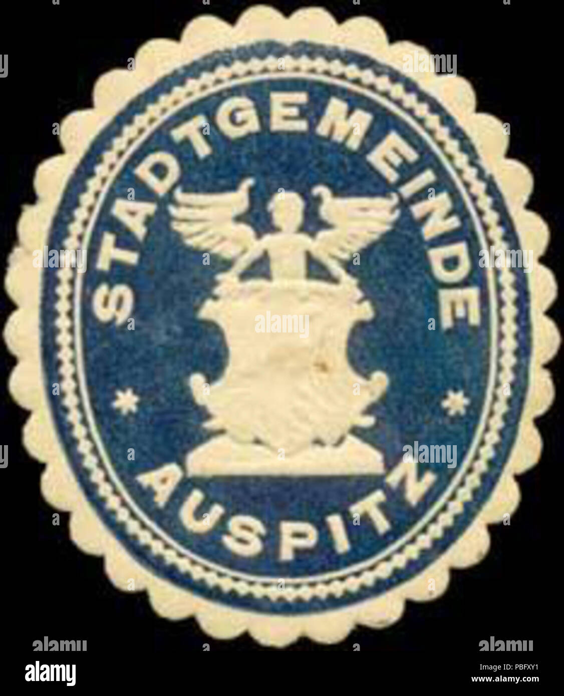 1520 Siegelmarke Stadtgemeinde Auspitz W0318698 Foto Stock