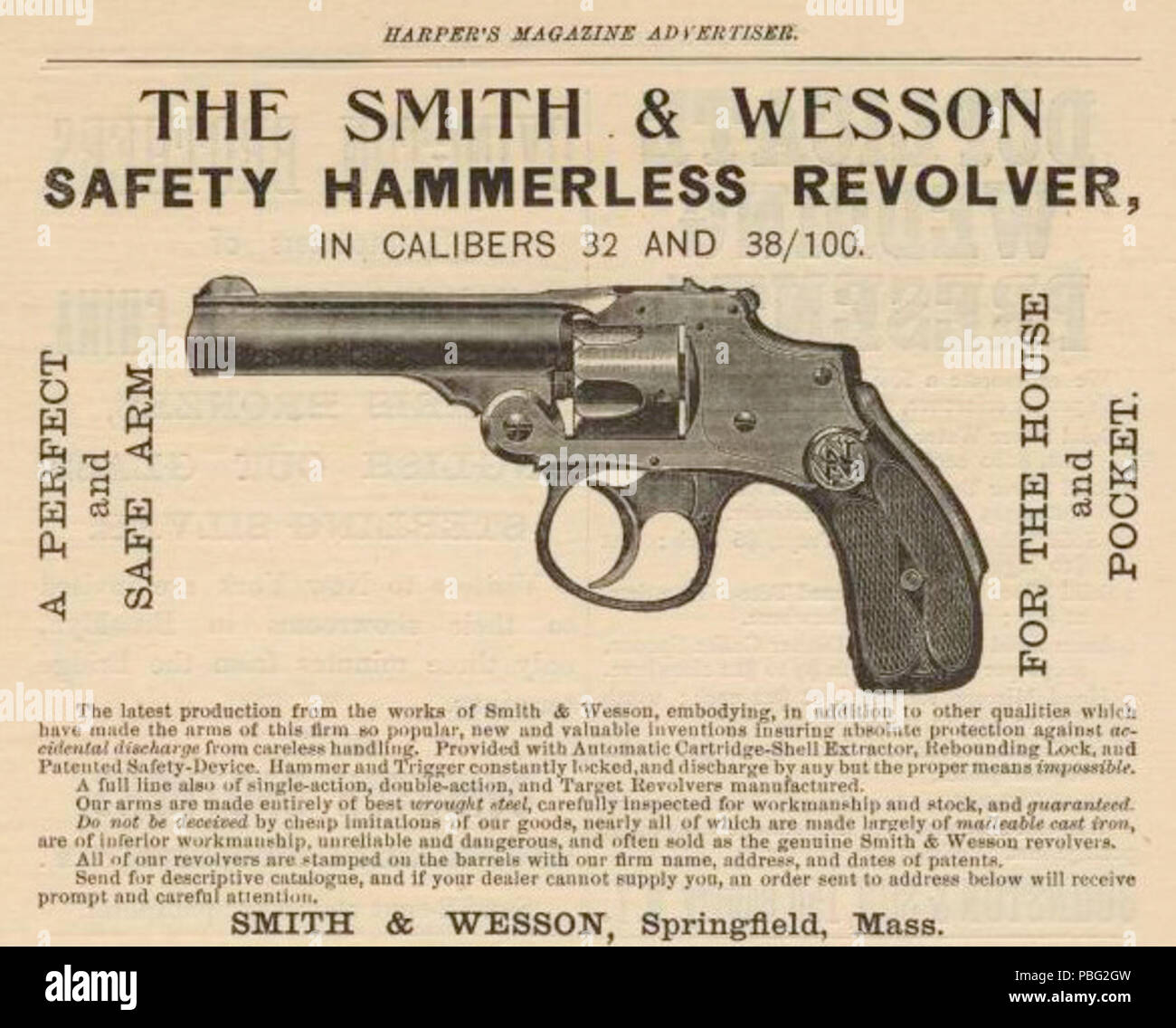 1546 Smith &AMP; Wesson sicurezza revolver hammerless Harper's Magazine inserzionista Foto Stock