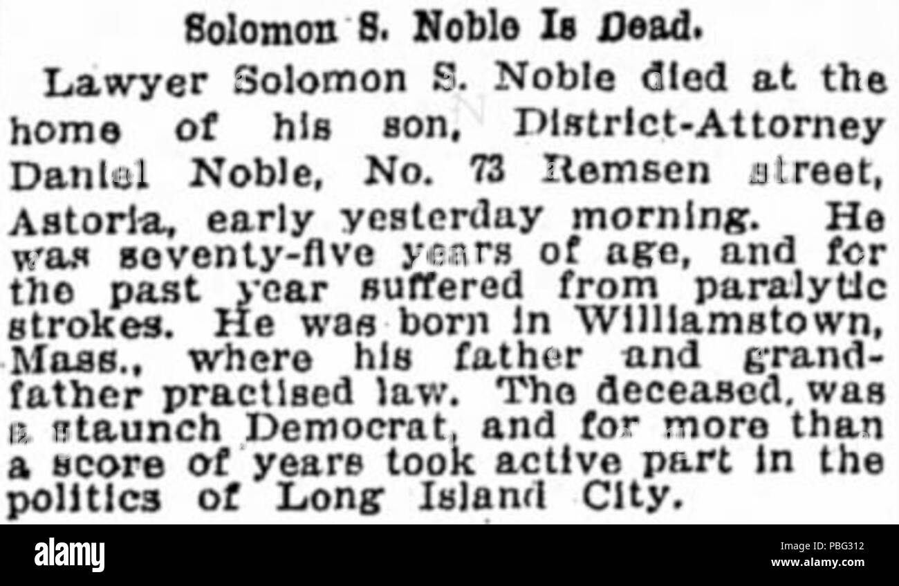1549 Solomon Belden Nobile (1819-1895) necrologio nel mondo di Manhattan, a New York City il 18 febbraio 1895 Foto Stock