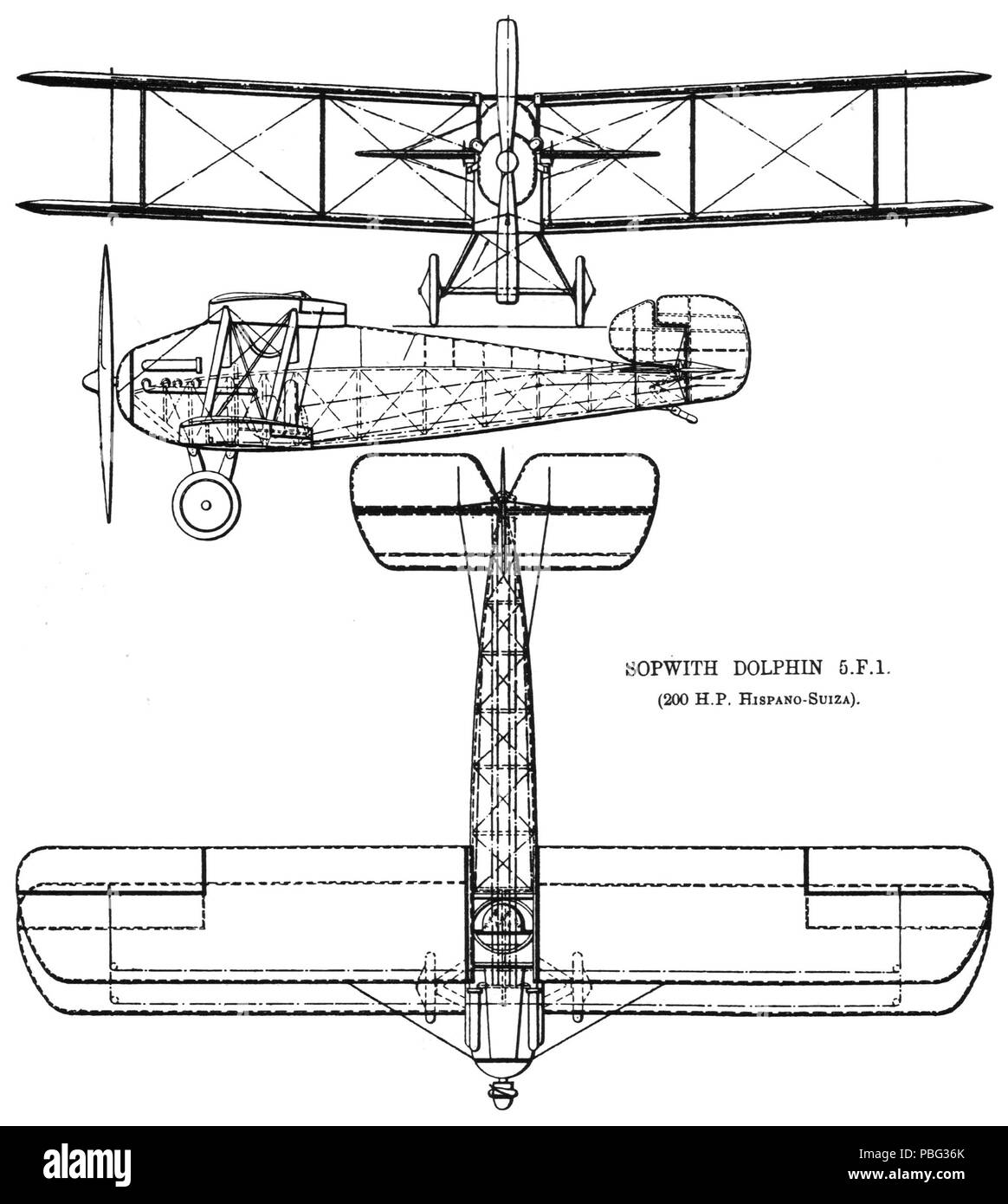 1551 Sopwith 5.F.1 Dolphin dwg Foto Stock