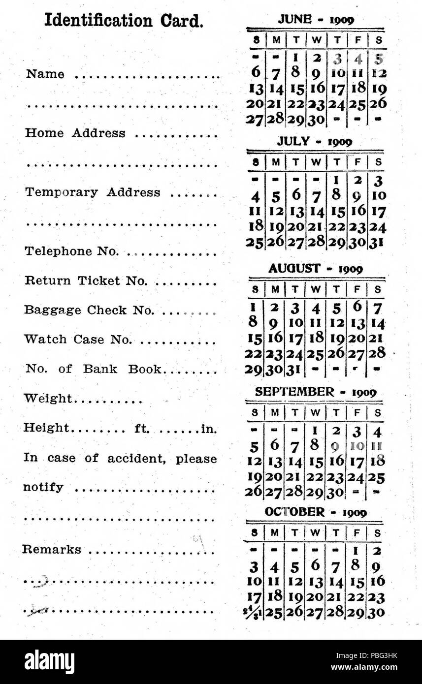1554 Souvenir guida informazioni e directory - A.Y.P. Memorandum di esposizione e Calendario giornaliero - scheda di identificazione Foto Stock