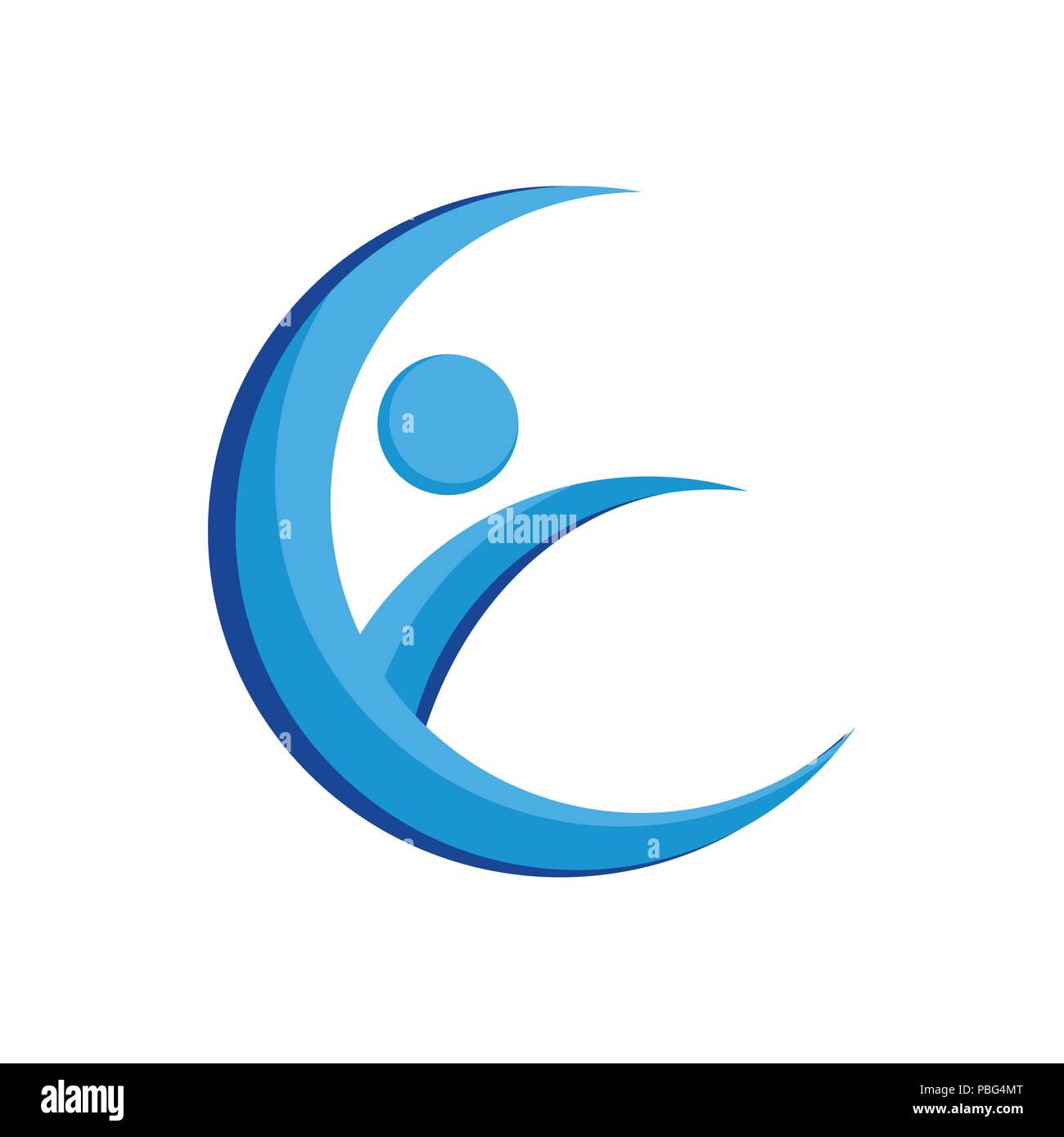 E iniziale Lettermark Crescent Swoosh simbolo vettore Logo grafico del modello di progettazione Illustrazione Vettoriale