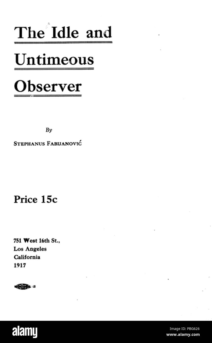1573 Stephanus-fabijanovic-1917 Foto Stock
