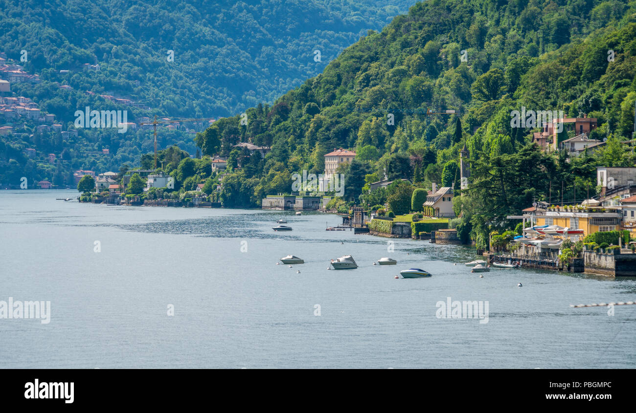 Vista panoramica a Brienno, sul lago di Como, Lombardia, Italia. Foto Stock