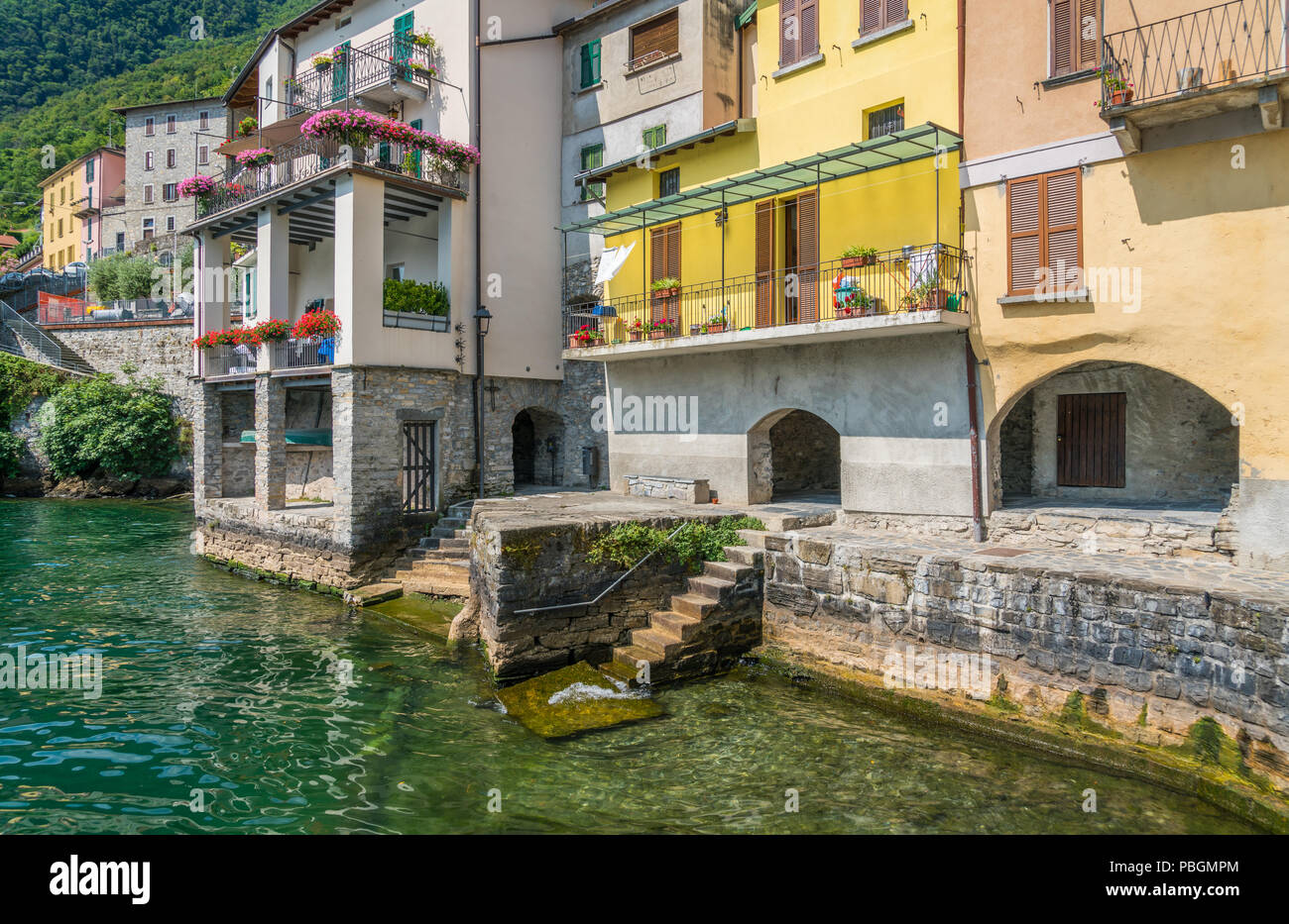 Vista panoramica a Brienno, sul lago di Como, Lombardia, Italia. Foto Stock