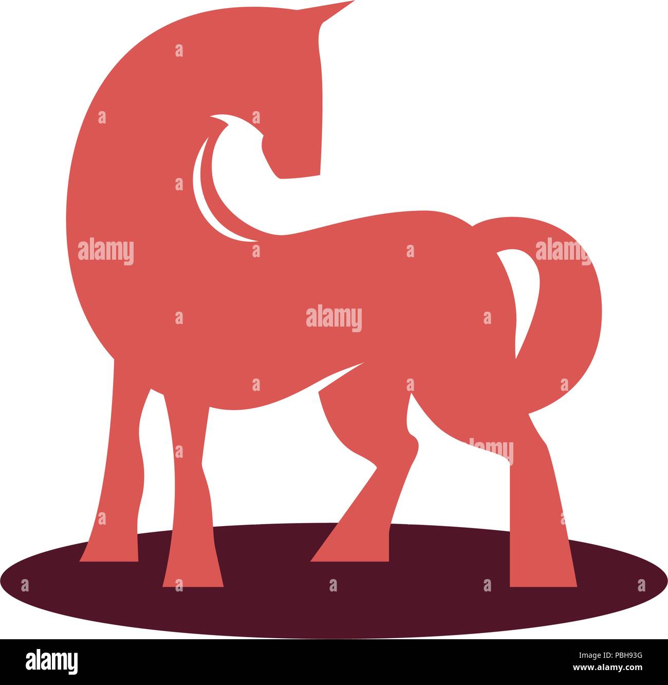 Cool Gallant cavallo in piedi in astratto simbolo ombra Illustrazione Vettoriale
