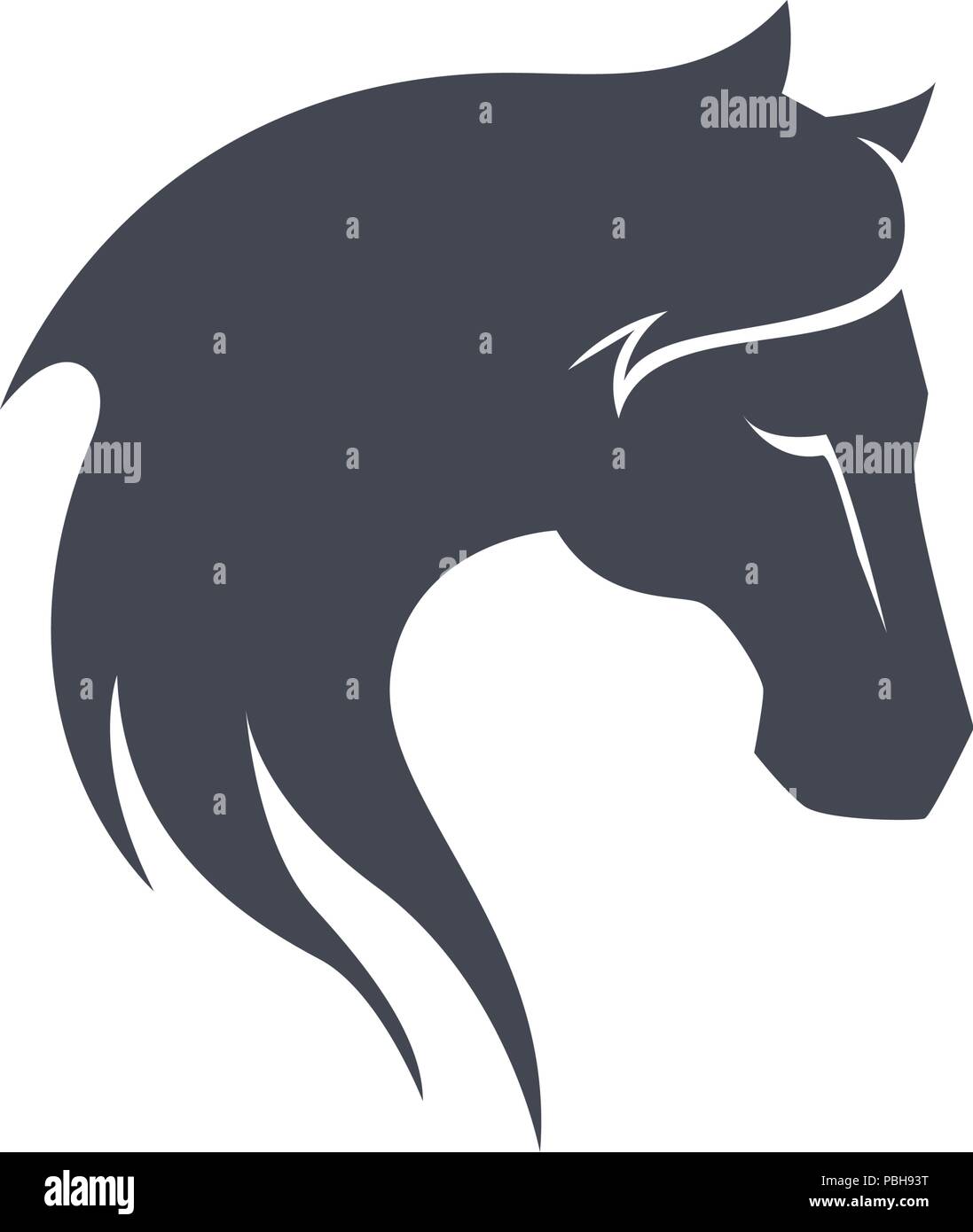 Elegante testa di cavallo con i capelli lunghi illustrazione Illustrazione Vettoriale