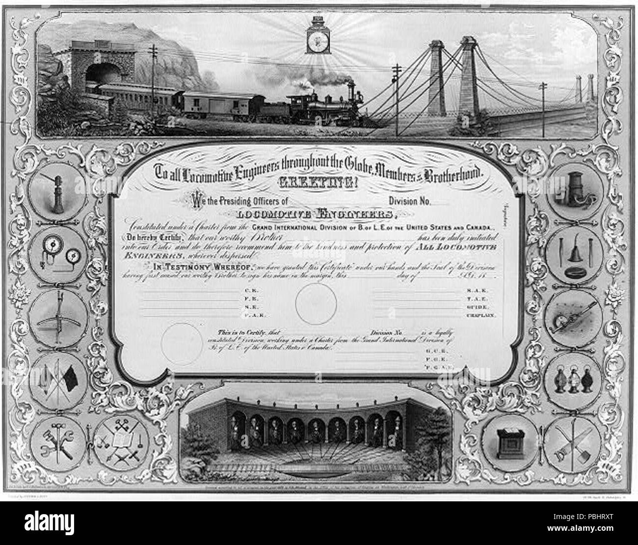 1753 per tutti gli ingegneri di locomotiva in tutto il mondo, i membri della confraternita LCCN2003666923 Foto Stock