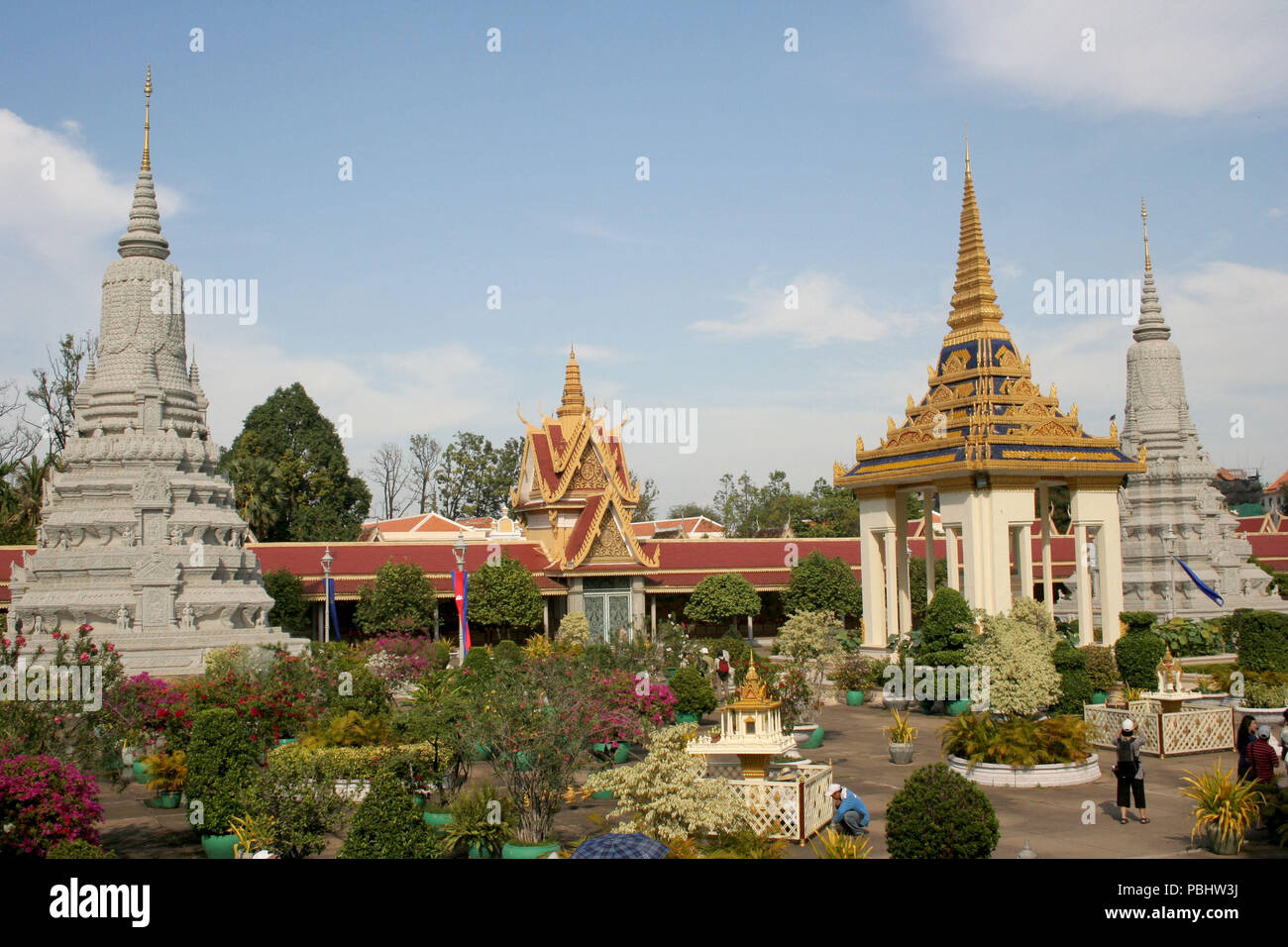 Giardino e i giardini del Palazzo Reale di Phnom Penh, Cambogia Foto Stock