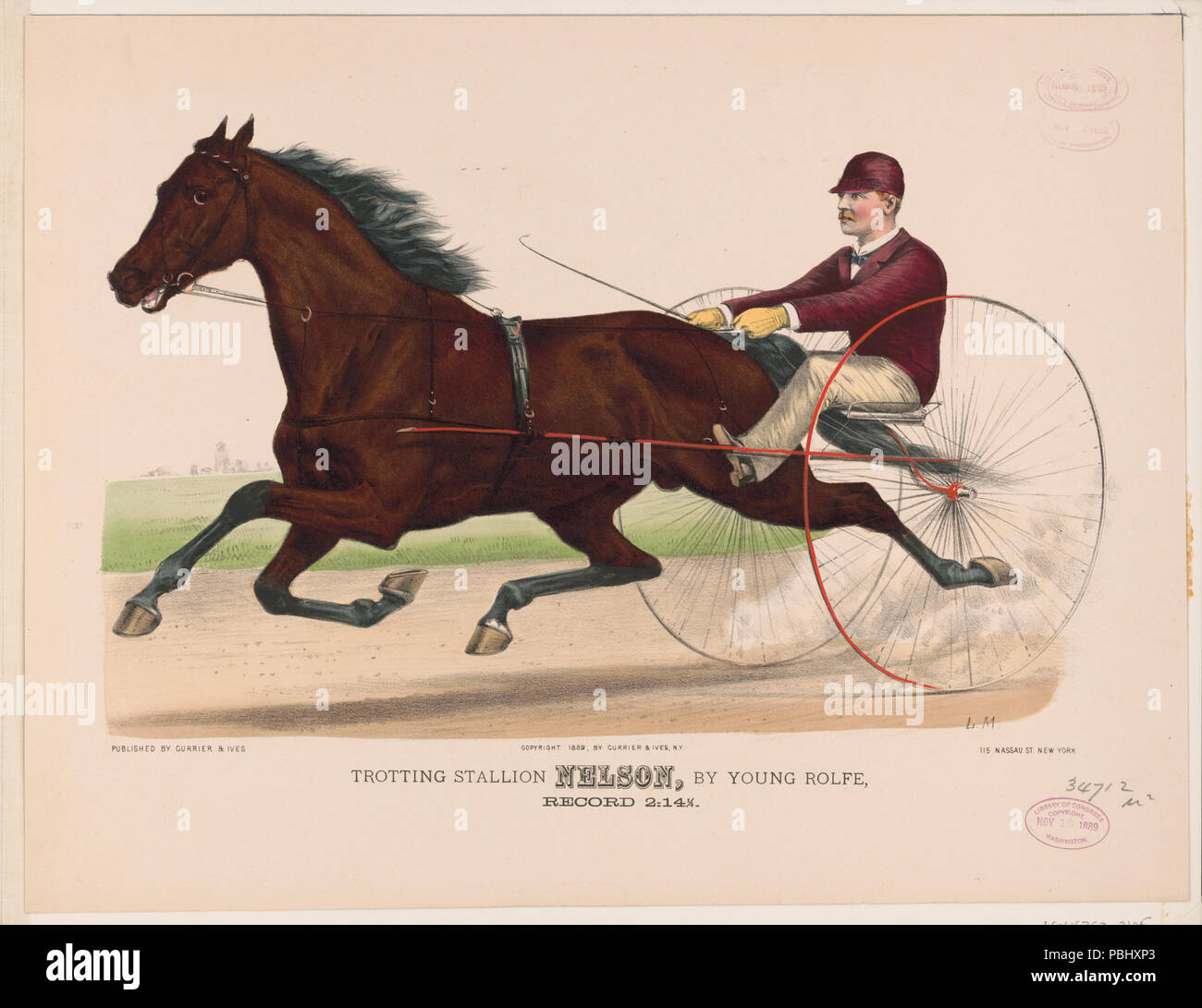 1775 stallone trotto Nelson, da giovani Rolfe- Registrazione 2-14 1-4 LCCN2002697413 Foto Stock