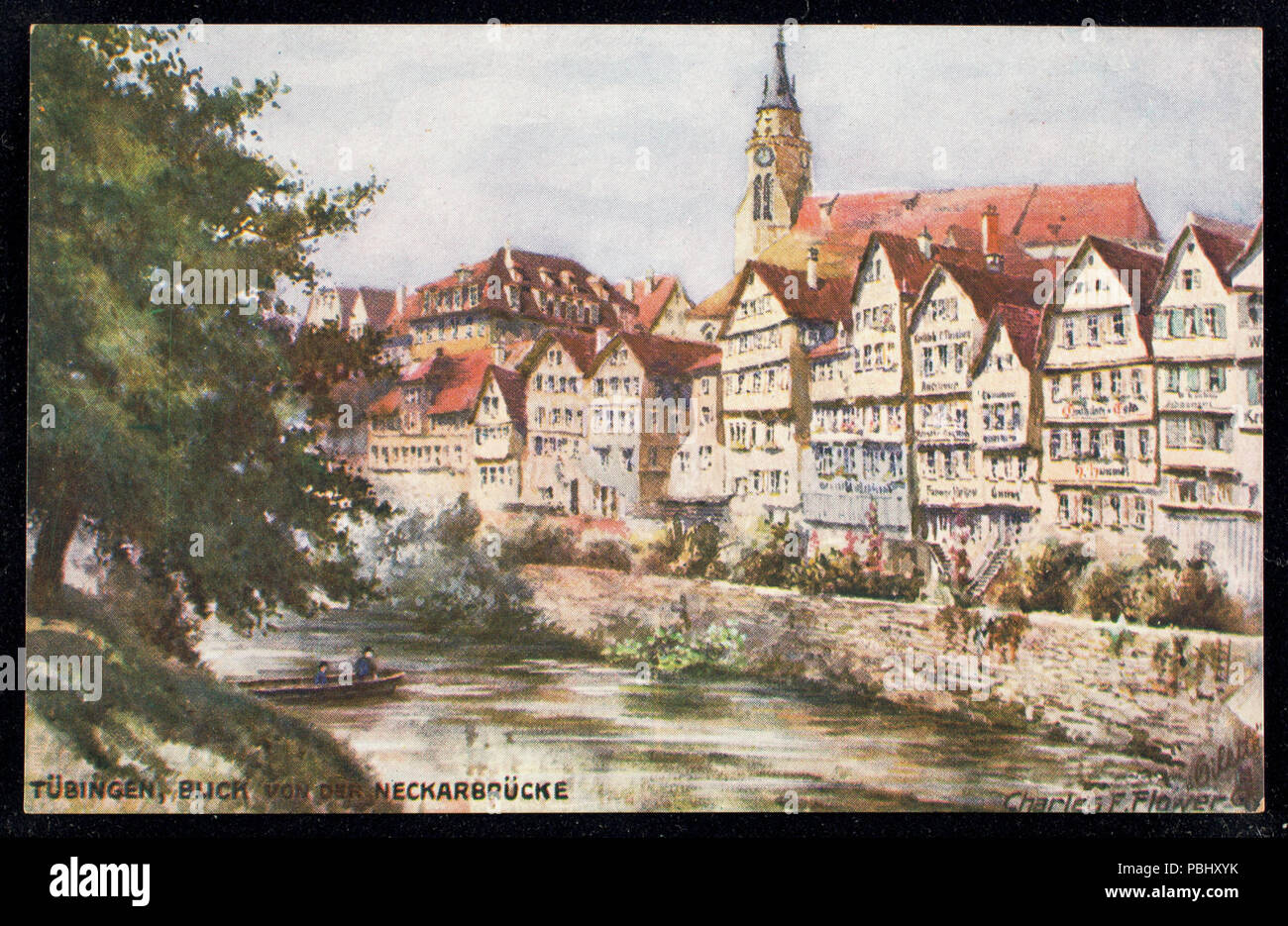 1776 Tubingen, Blick von der Neckarbrucke (BNI 442479) Foto Stock