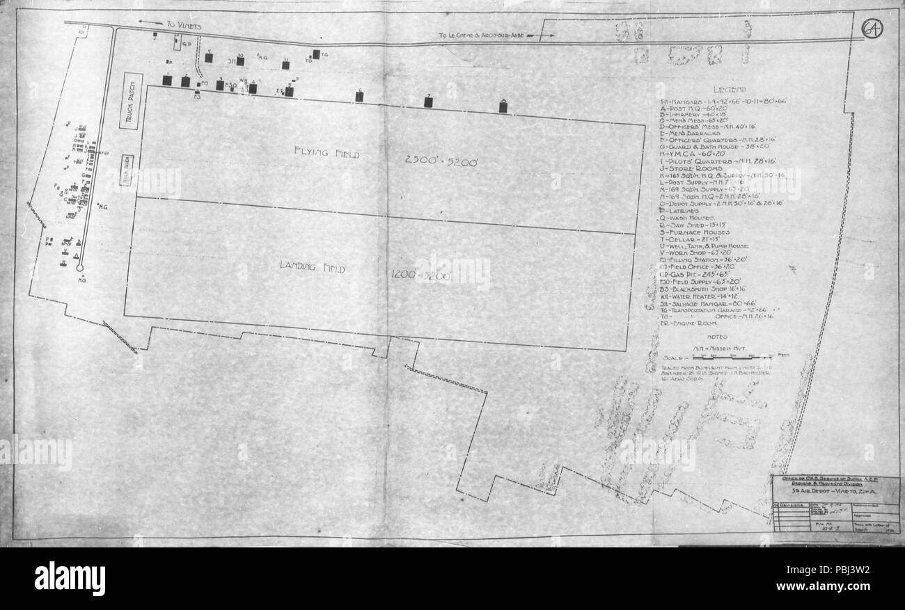 1821 Vinets Aérodrome - 5 AD mappa Foto Stock