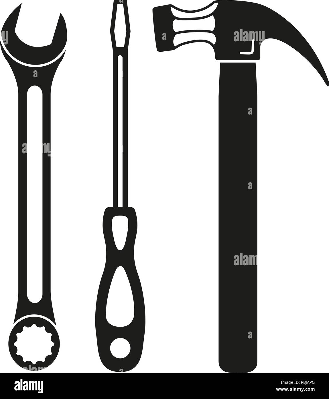 Bianco e nero toolkit set di silhouette Illustrazione Vettoriale