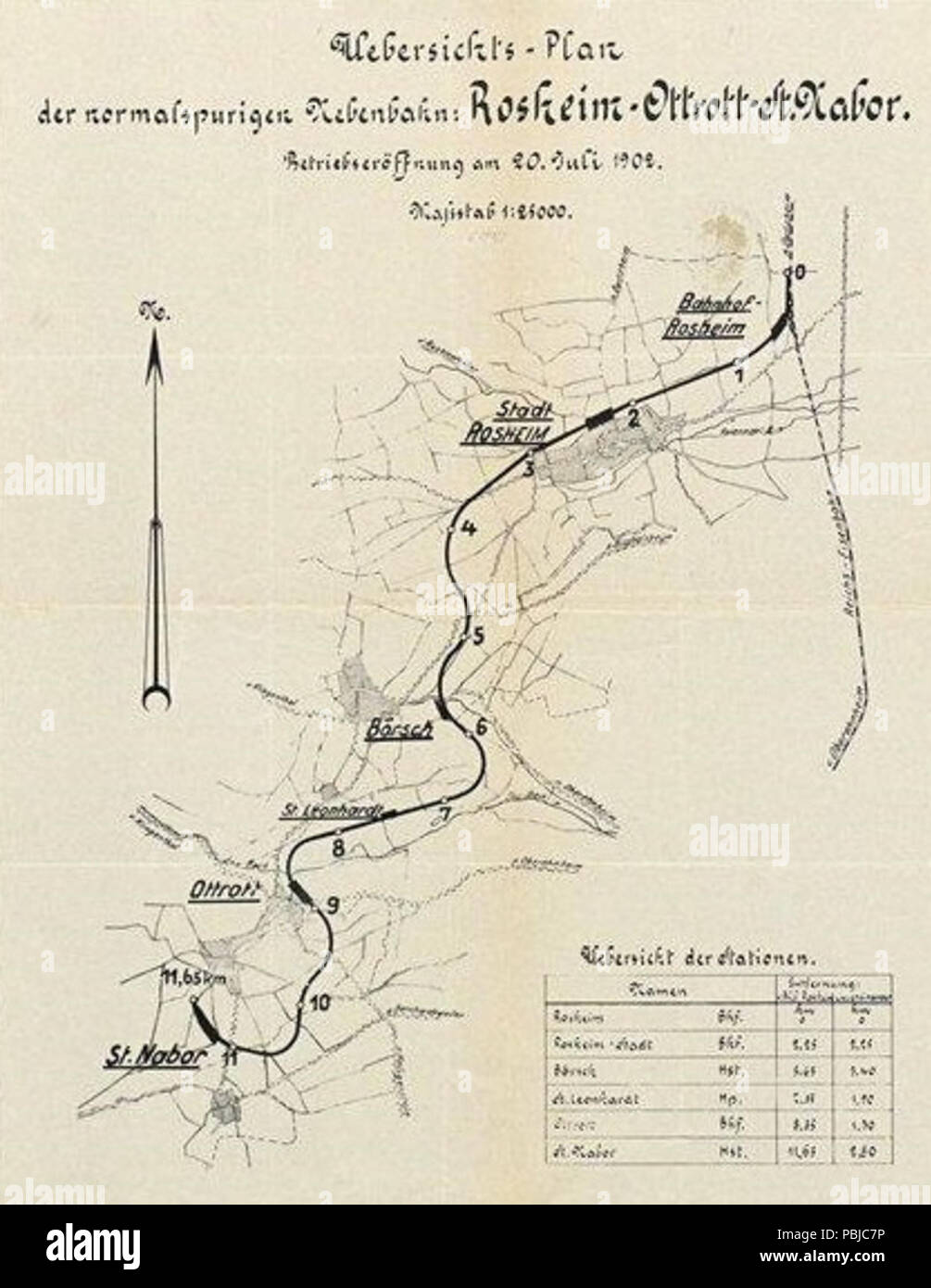 1883 Übersichtsplan 1902 Nebenbahn Rosheim Ottrott San Nabor Foto Stock