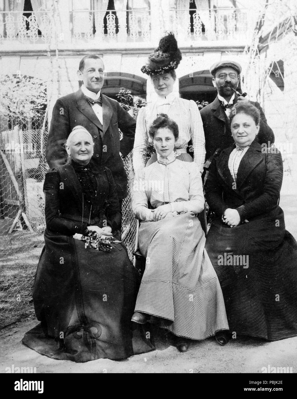 1839 matrimonio tableau, famiglia, cappello, fumatori, tubo Fortepan 8204 Foto Stock