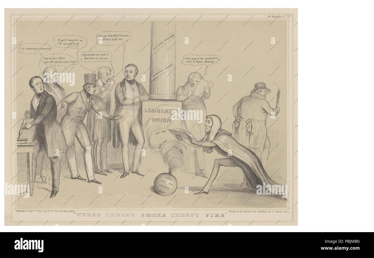 1848 dove c'è fumo c'è fuoco da John Doyle - grande Foto Stock