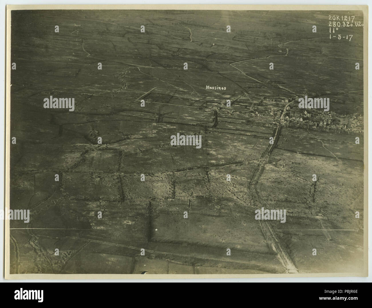 1873 WW1 fotografia aerea - Vista verso est verso Messines Foto Stock
