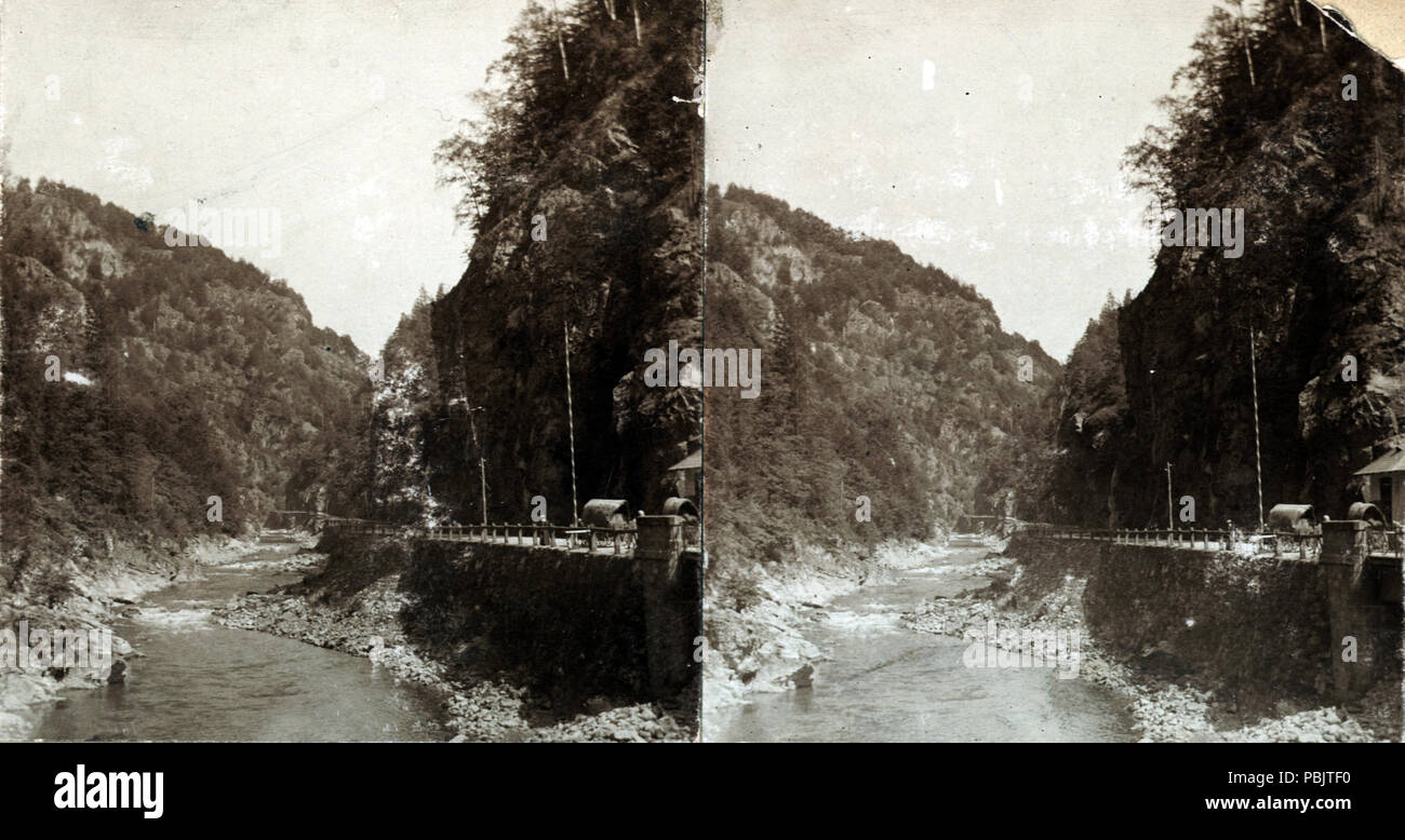 1882 Zsil-folyó, Szurdok-szoros. Magyar-román határátkelő. Fortepan 101877 Foto Stock