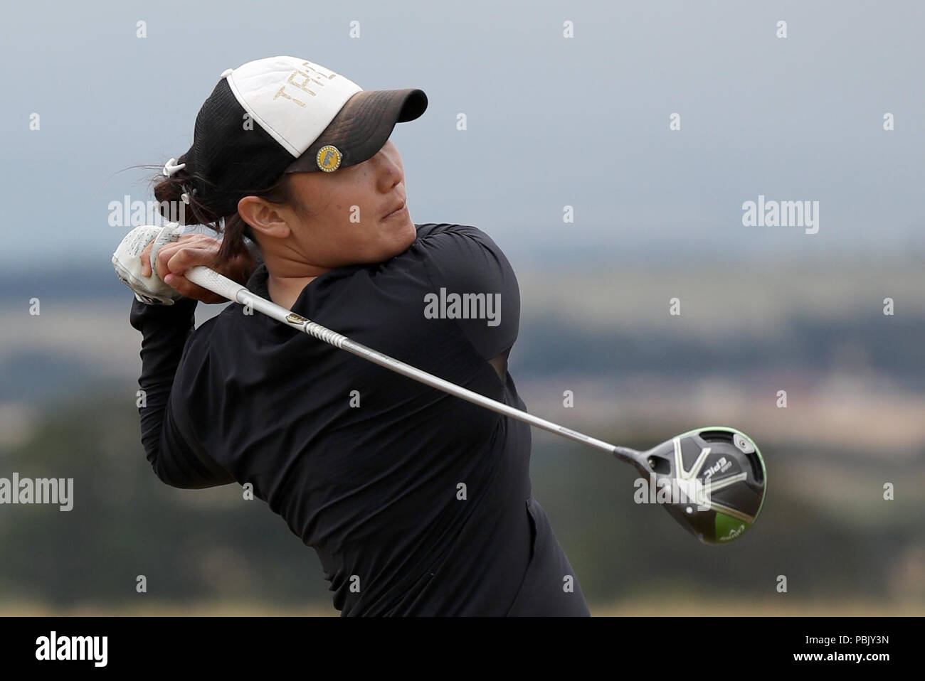 USA's Tiffany Joh sul 1 ° tee durante il terzo giorno del 2018 Aberdeen Standard Investments Ladies Scottish Open al Gullane Golf Club. STAMPA ASSOCIAZIONE Foto, Foto data: Sabato 28 luglio 2018. Il credito fotografico dovrebbe essere: Jane Barlow/PA Wire. Foto Stock