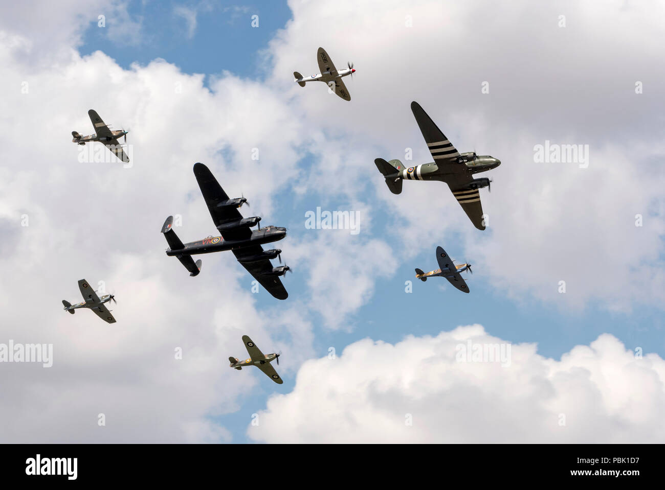 BBMF Flypast presso il Royal International Air Tattoo 2018 celebra i suoi cento anni di RAF, Foto Stock