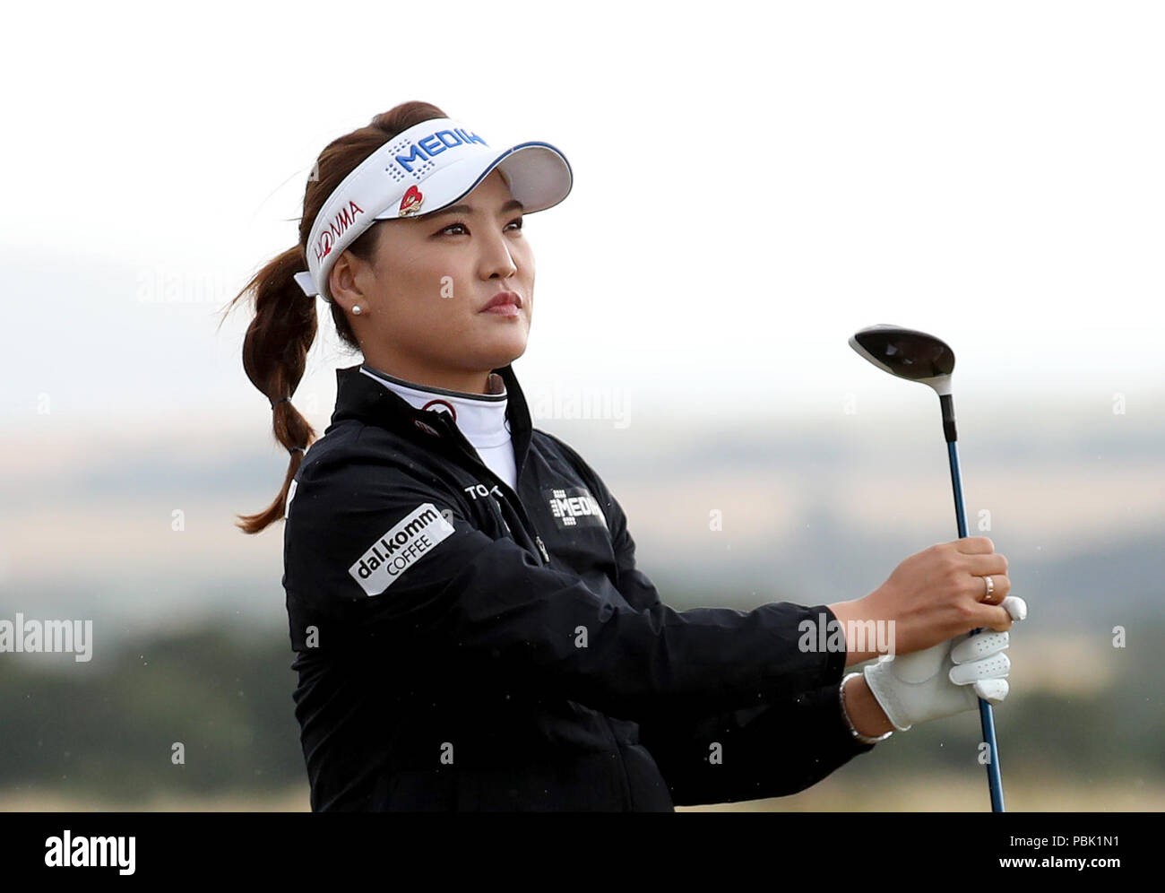 Republic of Korean's so Yeon Ryu sul 1° tee durante il terzo giorno dell'Aberdeen Standard Investments Ladies Scottish Open 2018 al Gullane Golf Club. STAMPA ASSOCIAZIONE Foto, Foto data: Sabato 28 luglio 2018. Il credito fotografico dovrebbe essere: Jane Barlow/PA Wire. Foto Stock