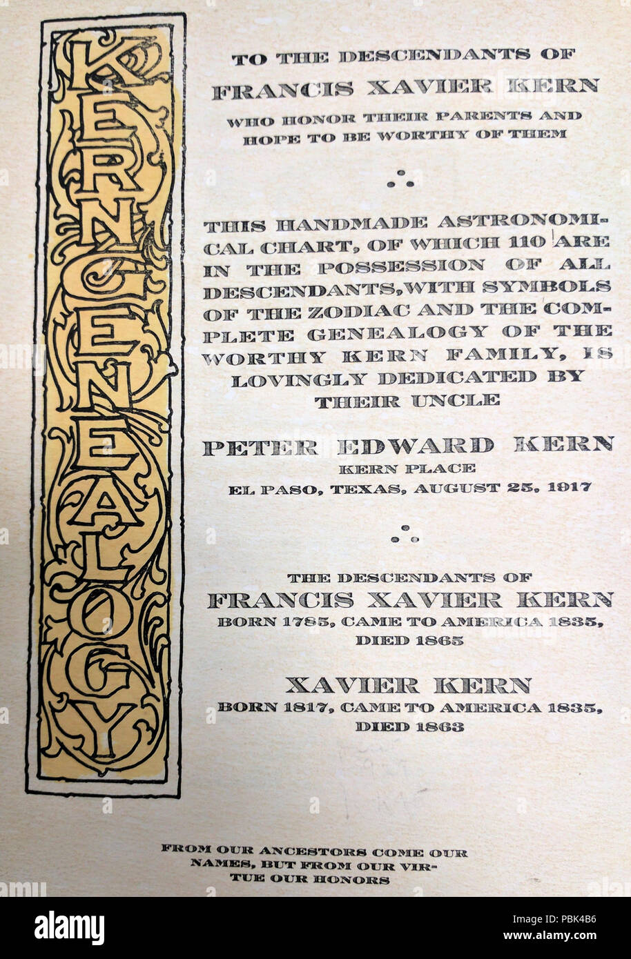 857 Kern genealogia della famiglia Foto Stock