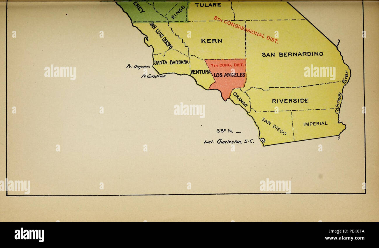 993 Mappa di distretti della California (1909) b Foto Stock