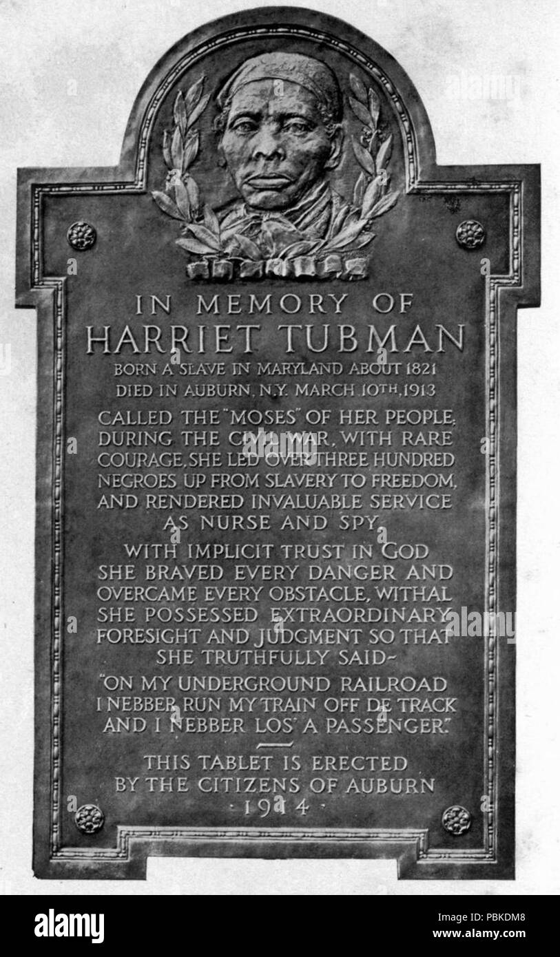 Inglese Una Lapide Commemorativa In Onore Di Harriet Tubman La Placca Si Legge In Memoria Di