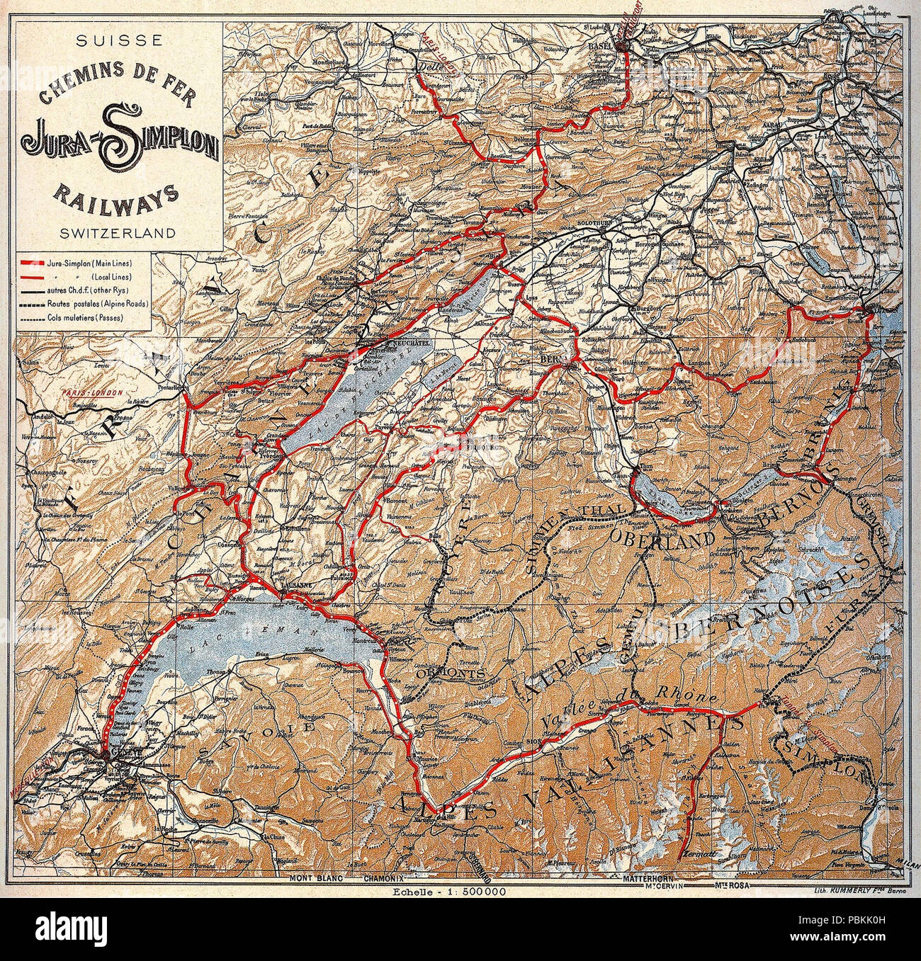 849 Jura-Simplon - Karte Foto Stock