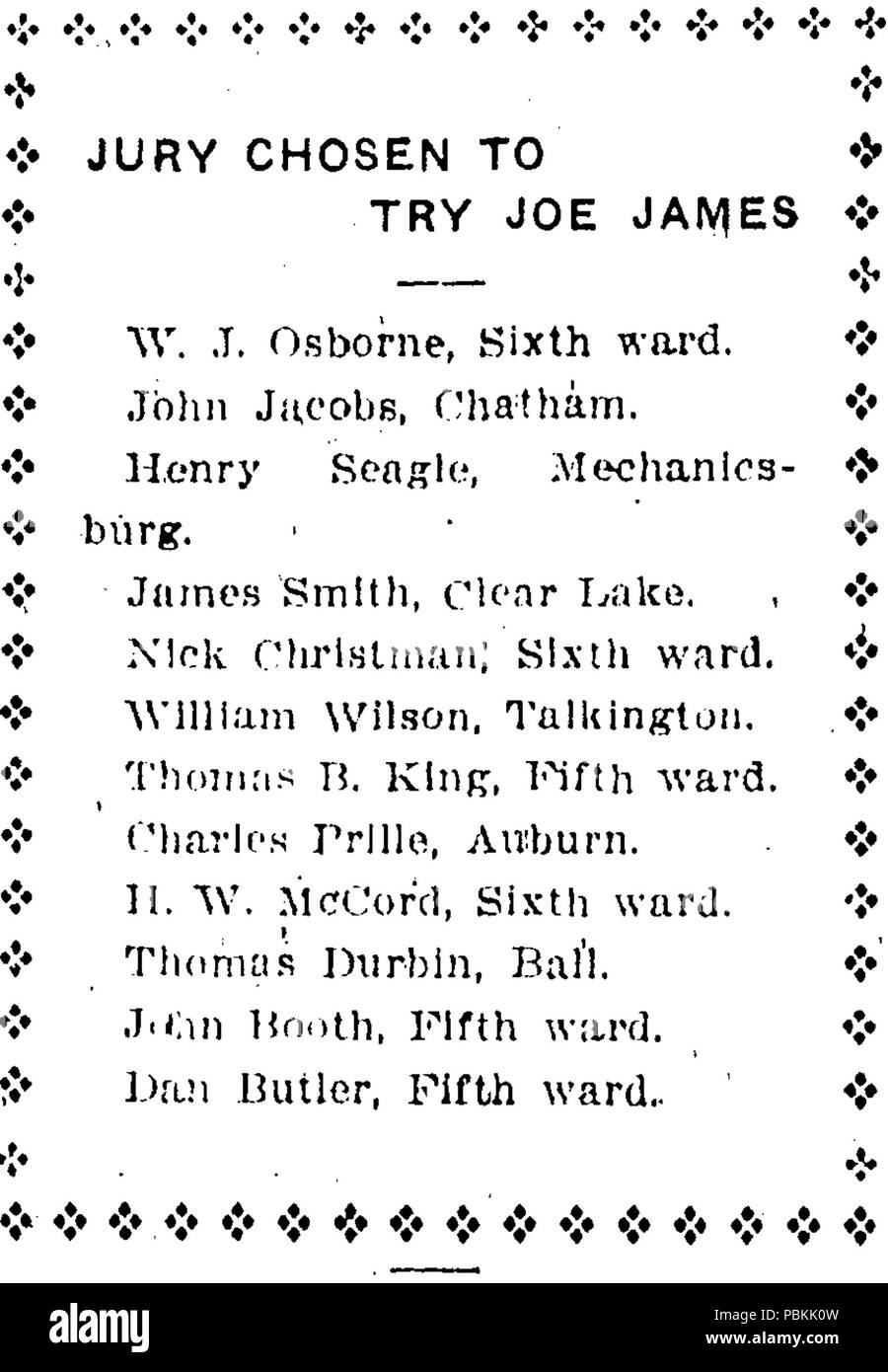 849 Giuria Foto Stock