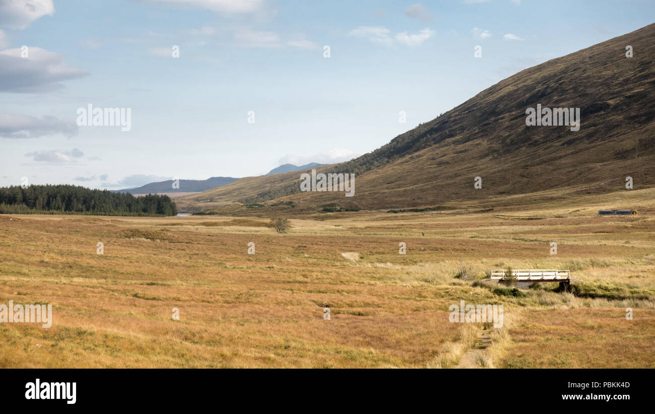 Un Scotrail treni passeggeri si arrampica attraverso Glen Carron sul Kyle of Lochalsh linea ferroviaria sotto le montagne del telecomando delle Highlands di Scotlan Foto Stock