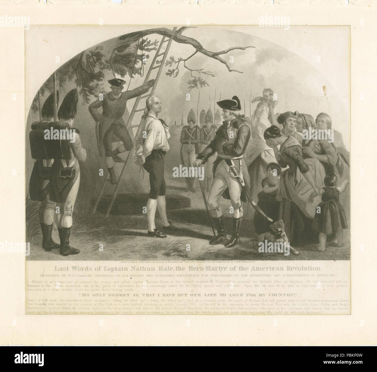 887 le ultime parole del capitano Nathan Hale, l'eroe-martire della Rivoluzione Americana (NYPL b13512822-424387) Foto Stock