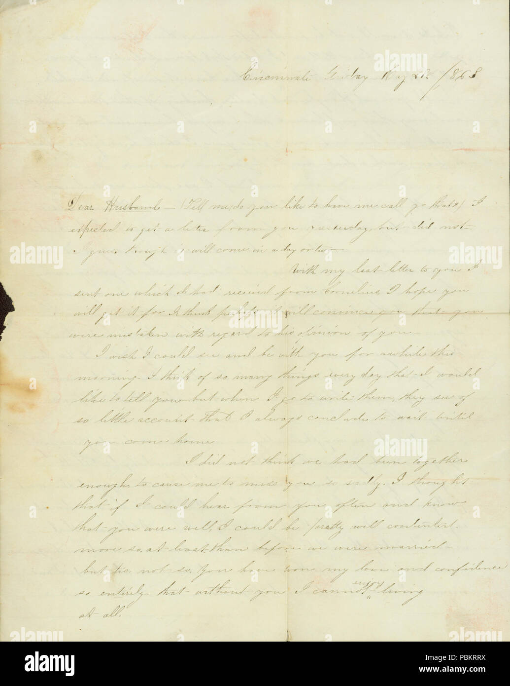 903 Lettera da Josephine, Cincinnati, Iowa, a George, 28 maggio 1863 Foto Stock