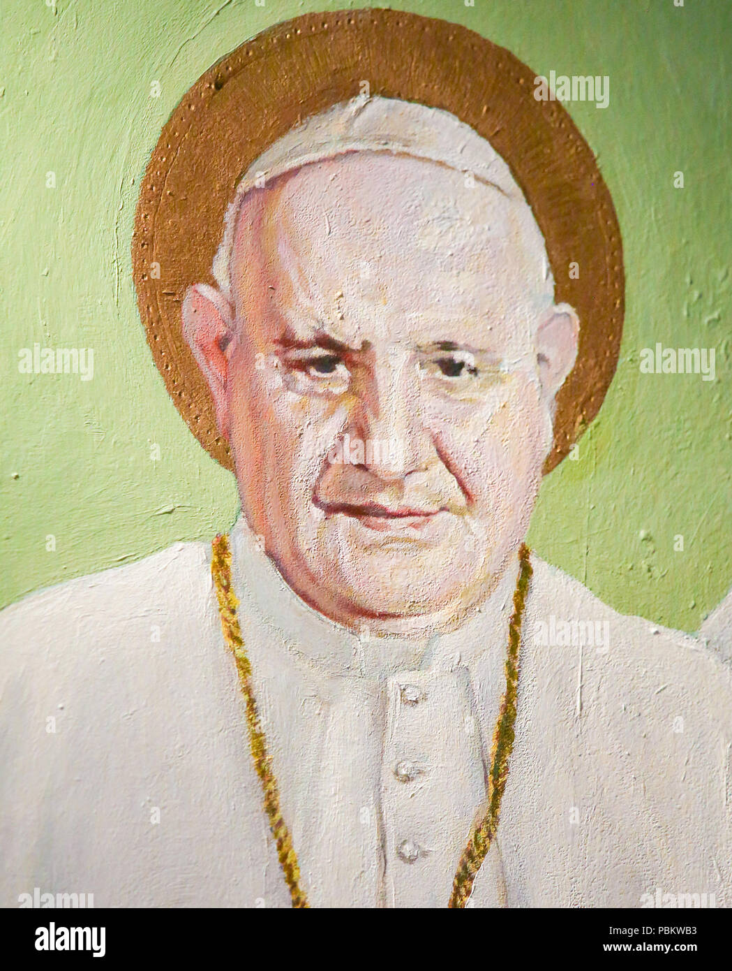 Affresco nella chiesa di San Nicola e San Pietro martire a Valencia in Spagna, raffigurante Papa Giovanni XXIII Foto Stock