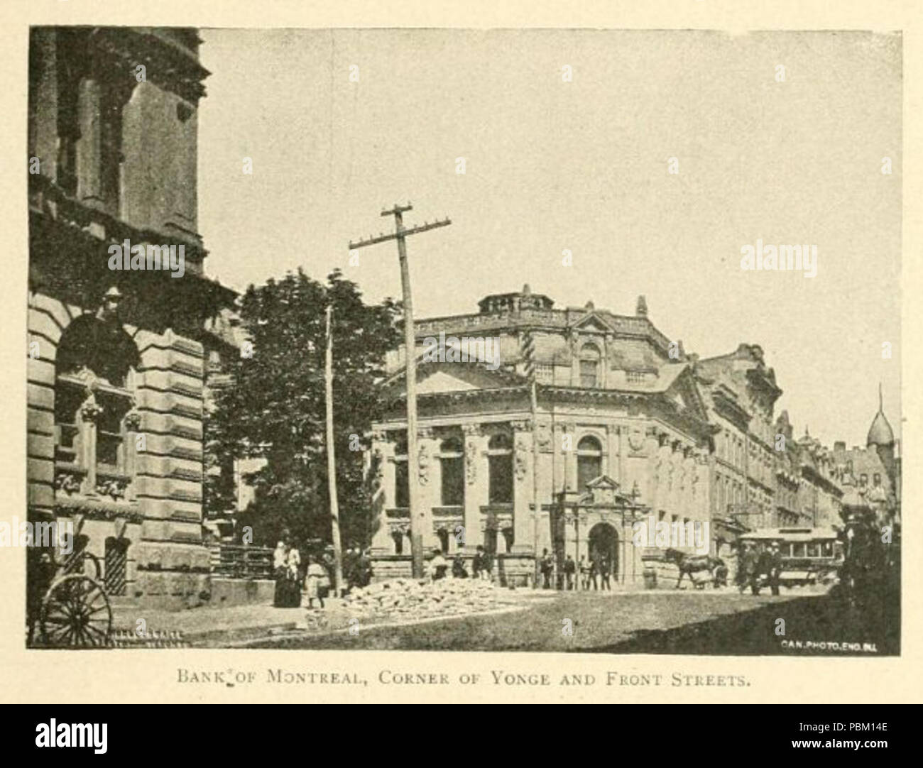 . Inglese: Fotografia dall'opera citata. Mostra l'edificio ora utilizzato come l'Hockey Hall of Fame di Toronto, operando come una banca di filiale di Montreal nel 1890s. 1890s 763 Hockey Hall of fame ex Bank of Montreal in Toronto Foto Stock