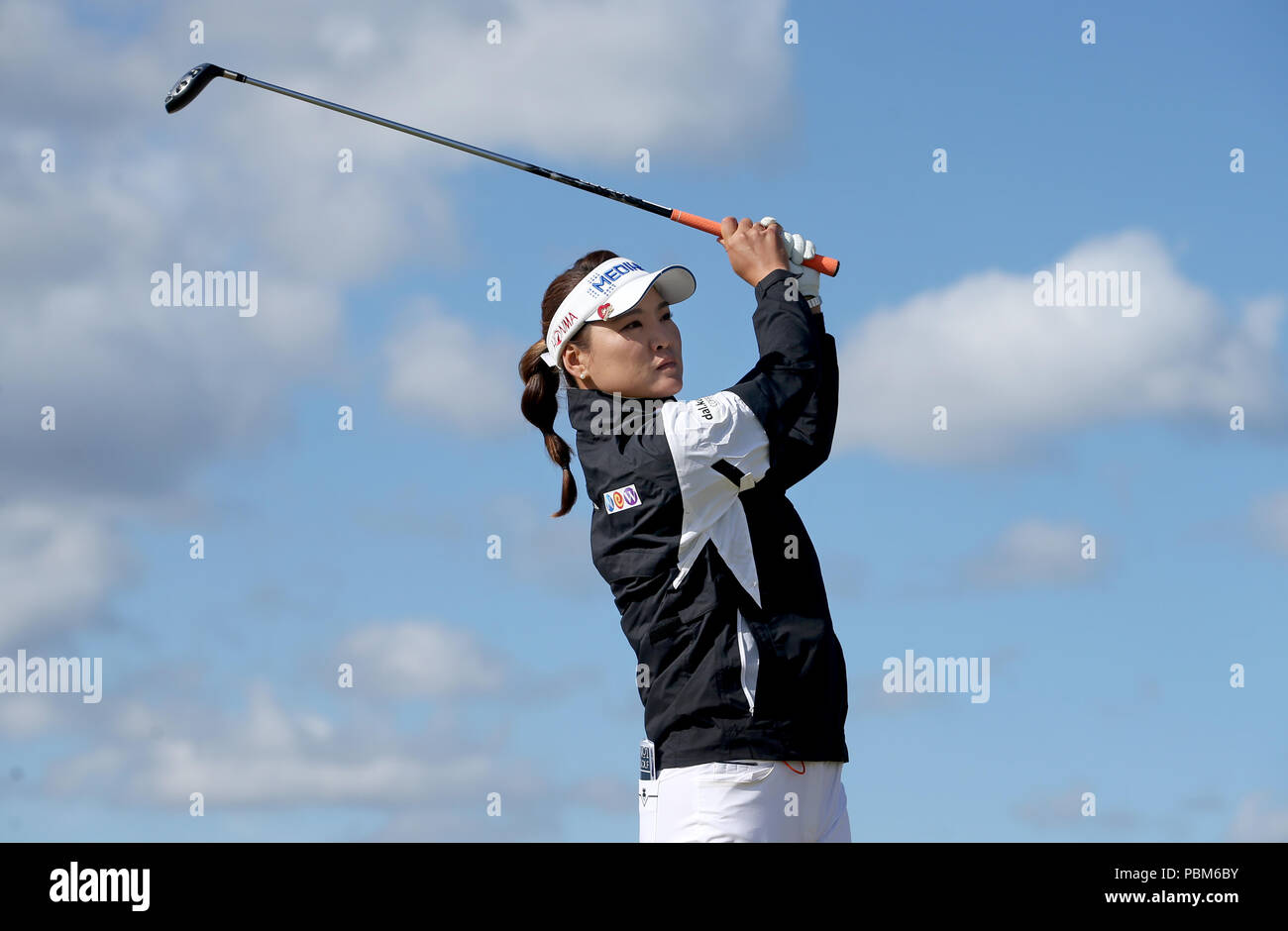 Republic of Korean's so Yeon Ryu sul diciassettesimo tee durante il terzo giorno dell'Aberdeen Standard Investments Ladies Scottish Open 2018 al Gullane Golf Club. STAMPA ASSOCIAZIONE Foto, Foto data: Sabato 28 luglio 2018. Il credito fotografico dovrebbe essere: Jane Barlow/PA Wire. Foto Stock
