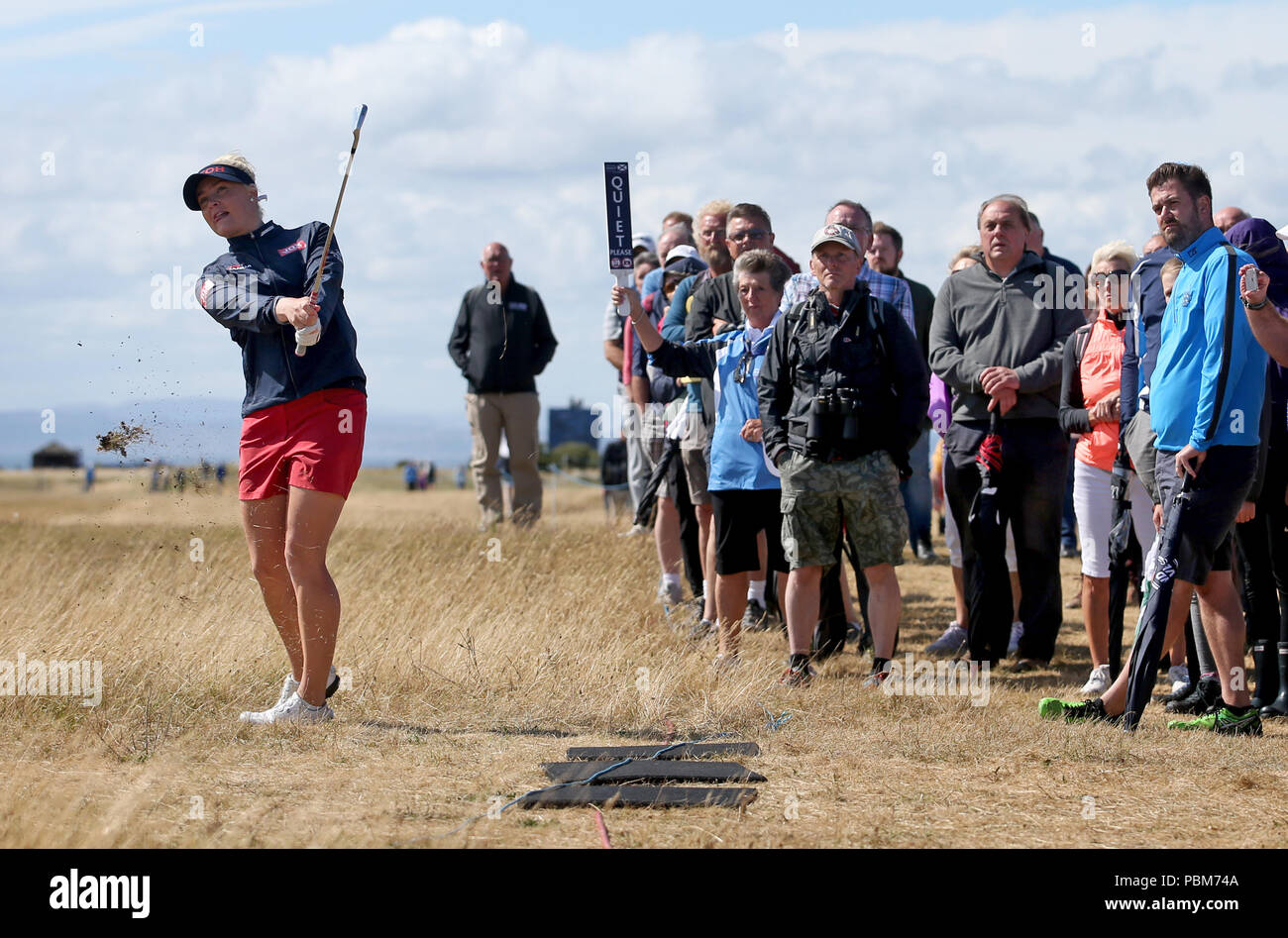 Charley Hull in Inghilterra il 16° giorno del terzo anno dell'Aberdeen Standard Investments Ladies Scottish Open del 2018 al Gullane Golf Club. STAMPA ASSOCIAZIONE Foto, Foto data: Sabato 28 luglio 2018. Il credito fotografico dovrebbe essere: Jane Barlow/PA Wire. Foto Stock