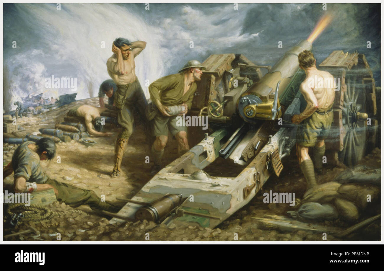 856 Kenneth Forbes-Canadian artiglieria in azione (CWM 19710261-0142) Foto Stock