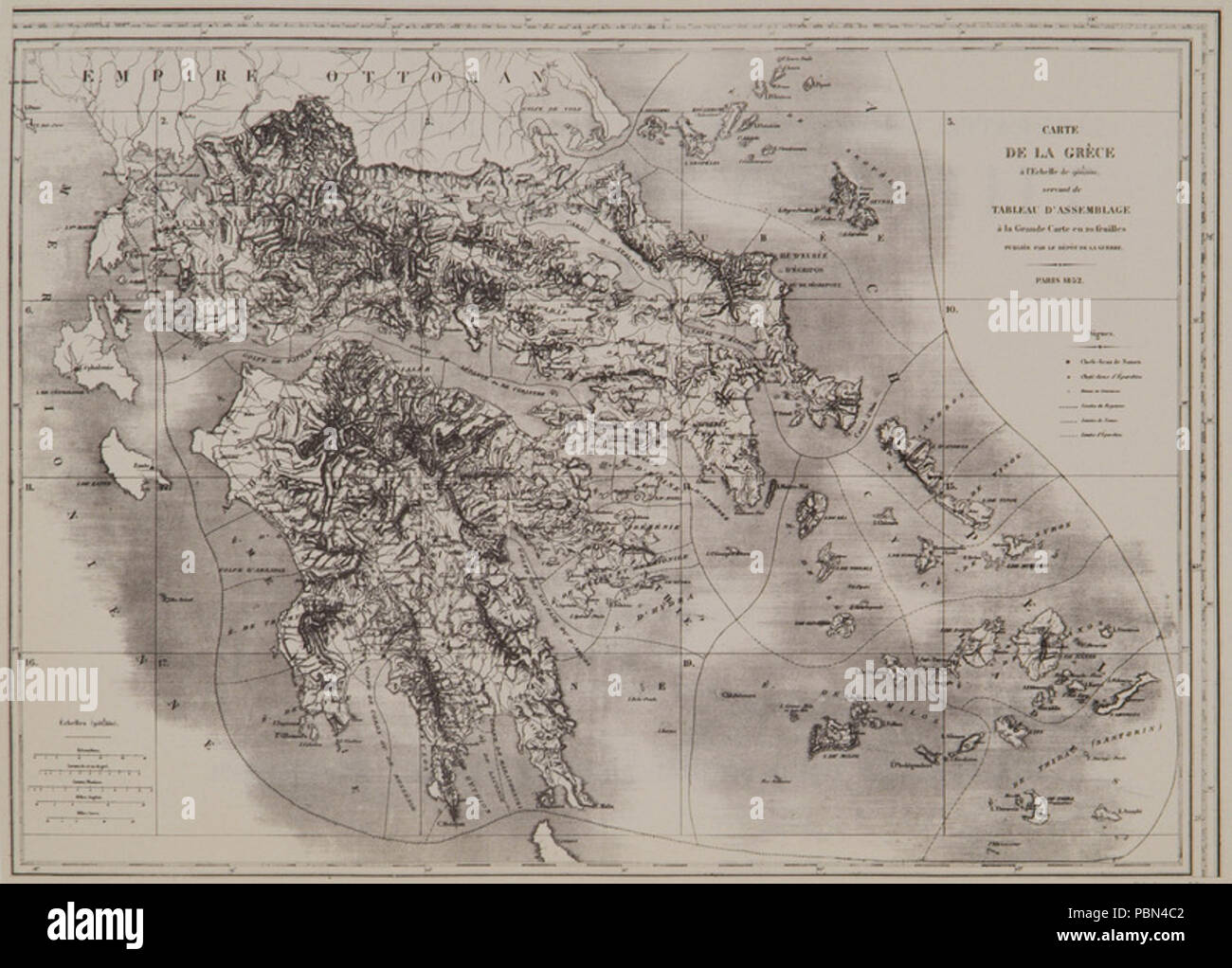 993 Mappa della Grecia - Peytier Eugène - 1852 Foto Stock