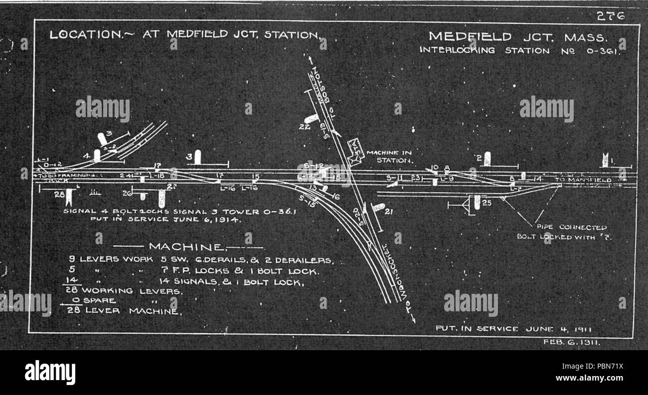 1012 Medfield giunzione schema ad incastro, Febbraio 1911 Foto Stock