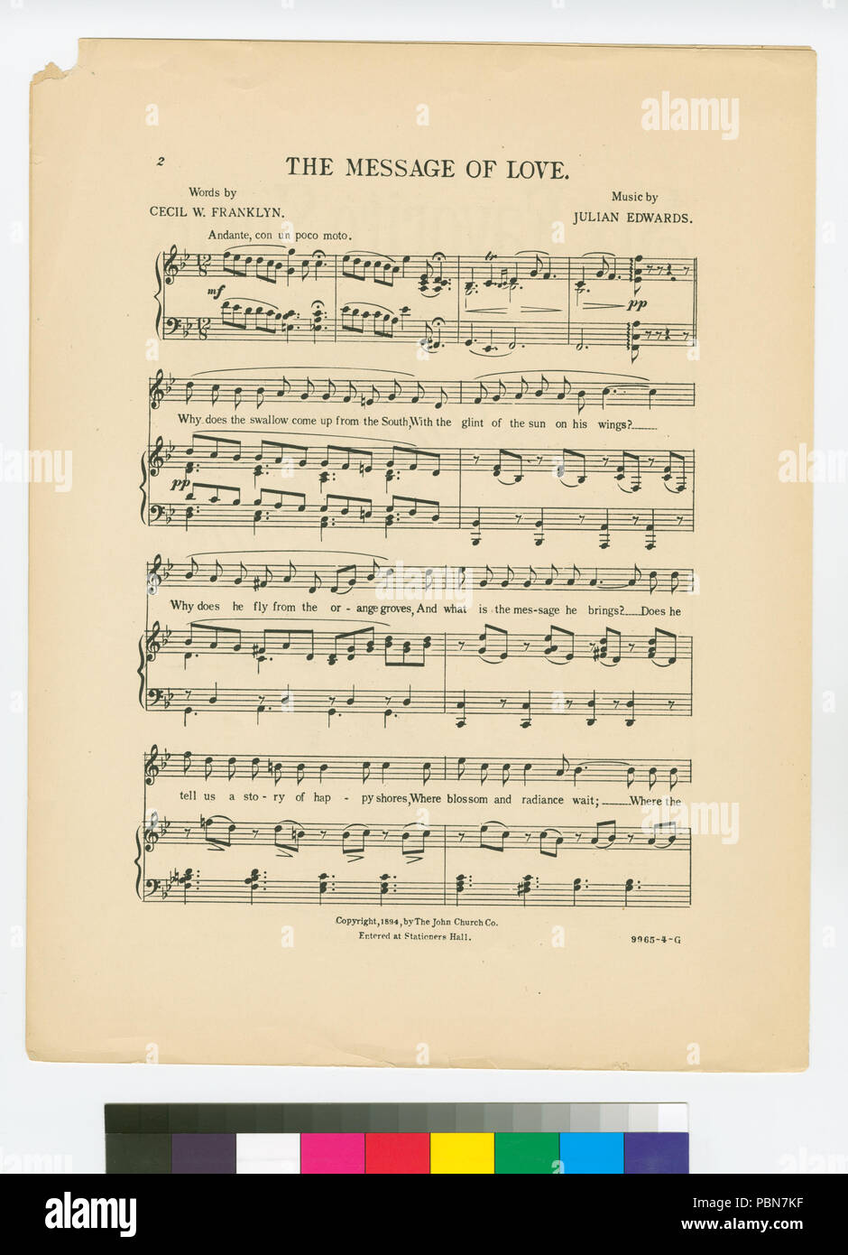 1019 Messaggio di amore (NYPL ADE-454281-1699647) Foto Stock