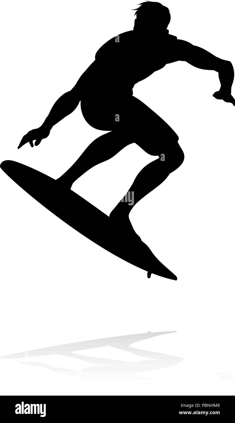 Surfer Silhouette Illustrazione Vettoriale